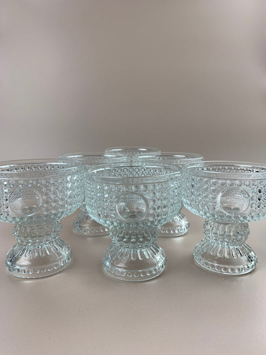 Collection of 6 Vintage 'Little Pearl' Footed Glass Dessert Bowl designed by Adolf Matura