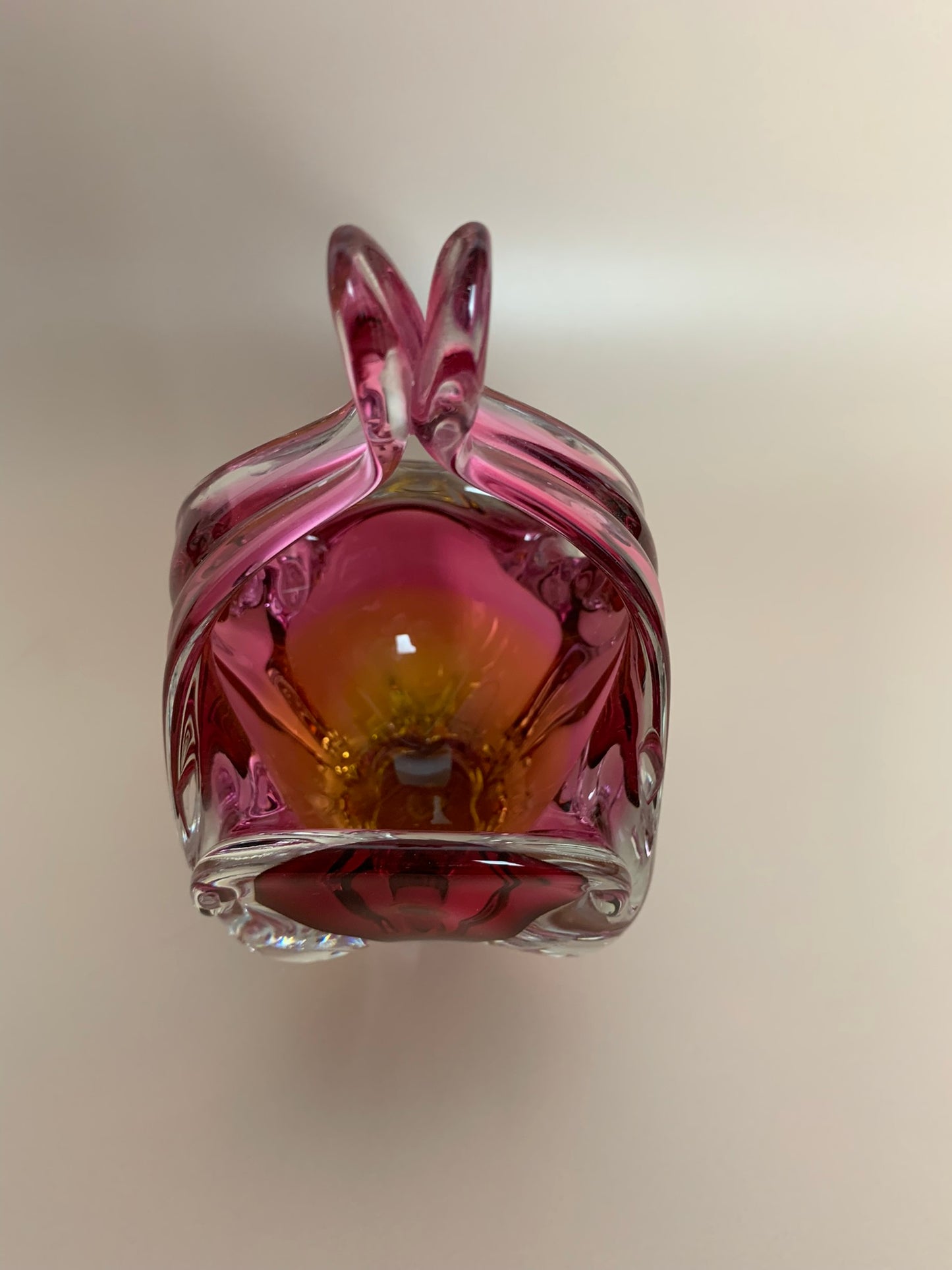 Pink and Orange Glass Basket by Josef Hospodka