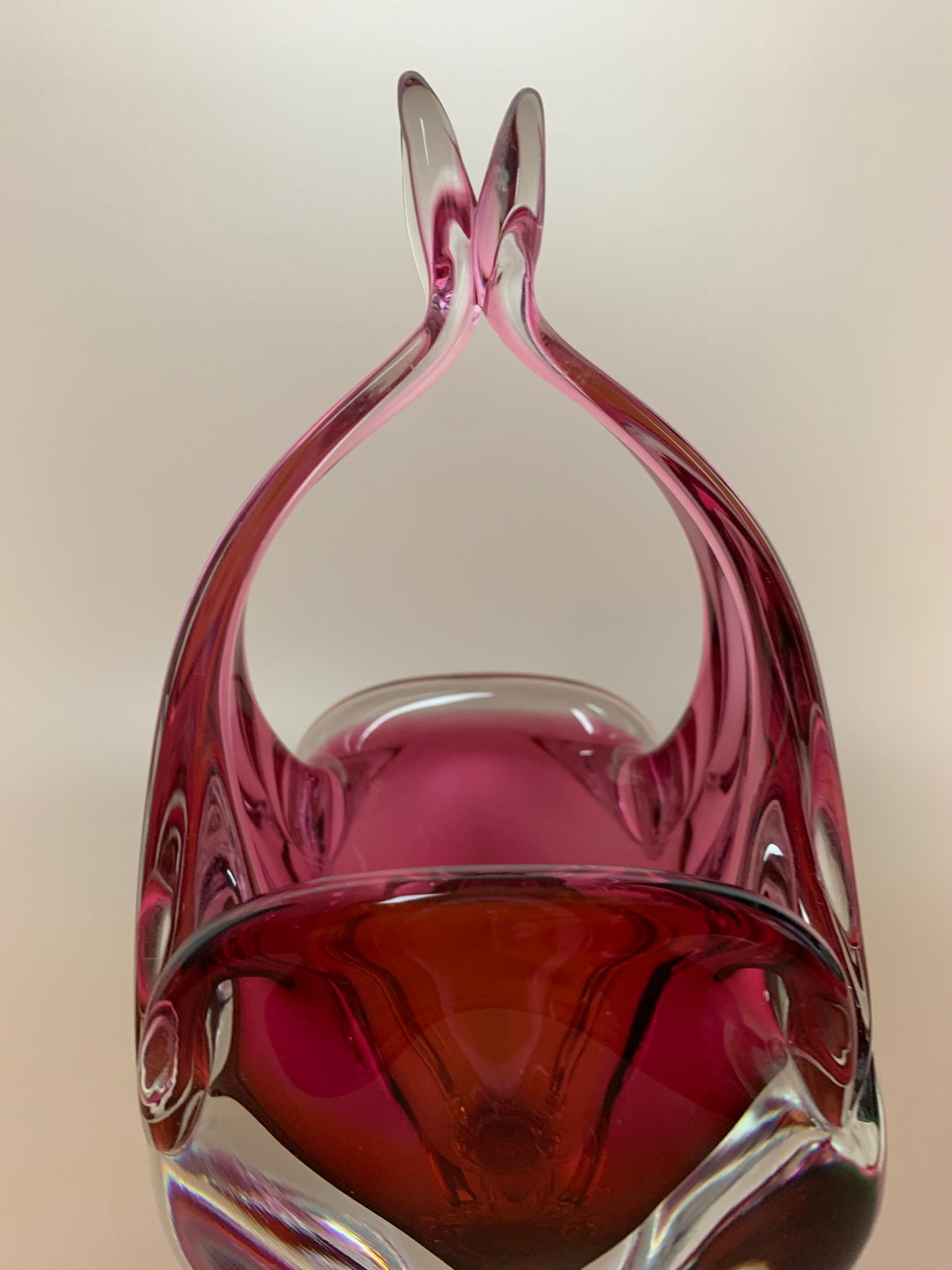 Pink and Orange Glass Basket by Josef Hospodka