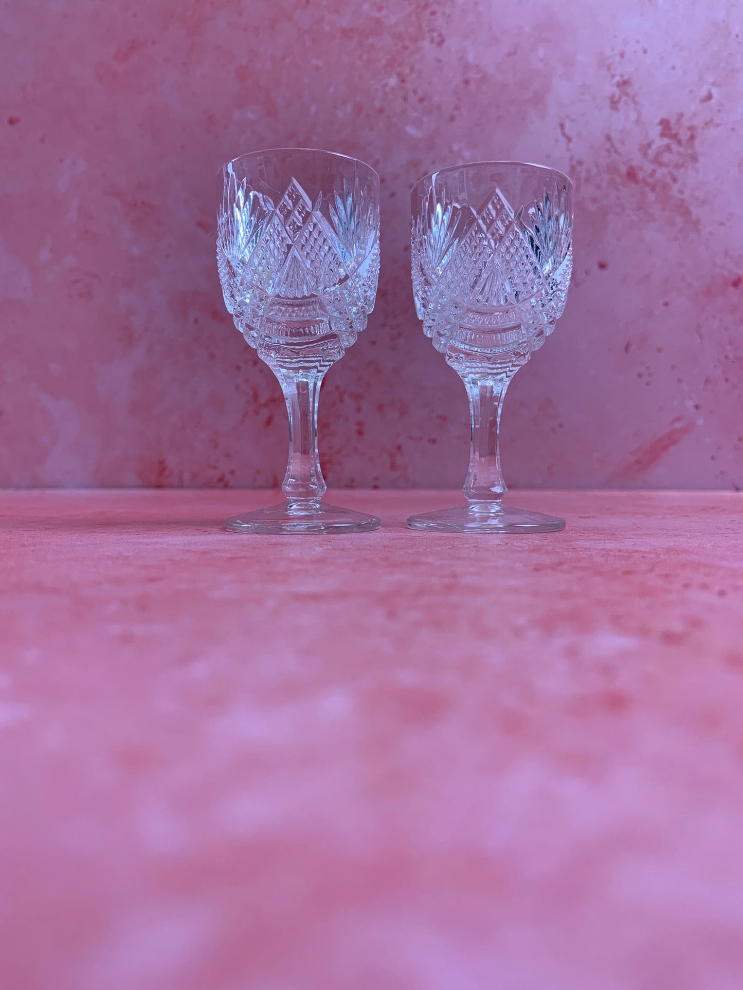 Two Crystal Vintage Sherry Glasses