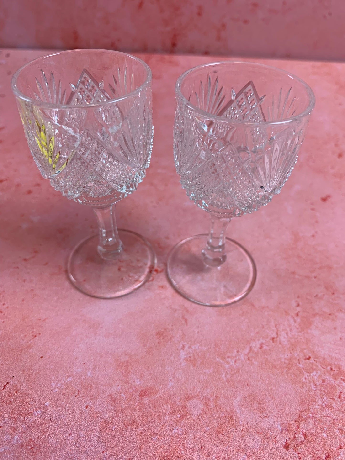 Two Crystal Vintage Sherry Glasses