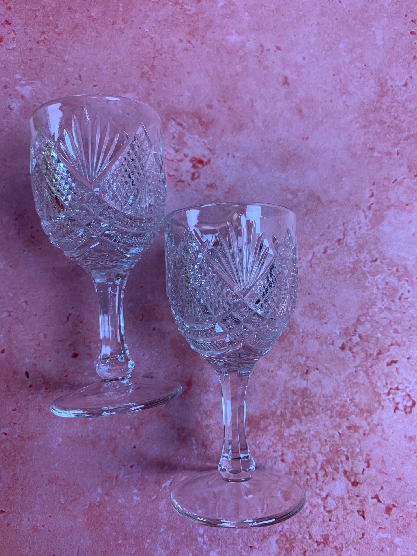 Two Crystal Vintage Sherry Glasses