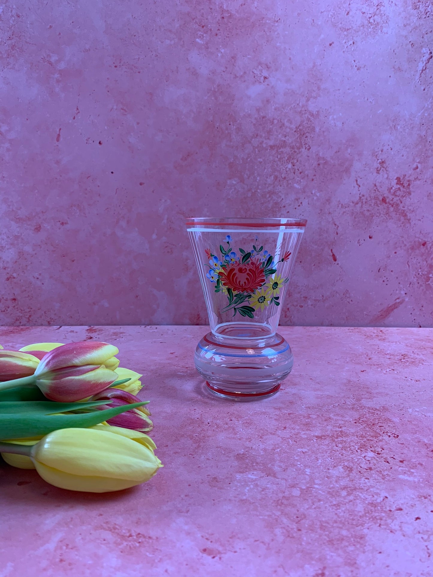 Hand Painted Vintage Glass Vase