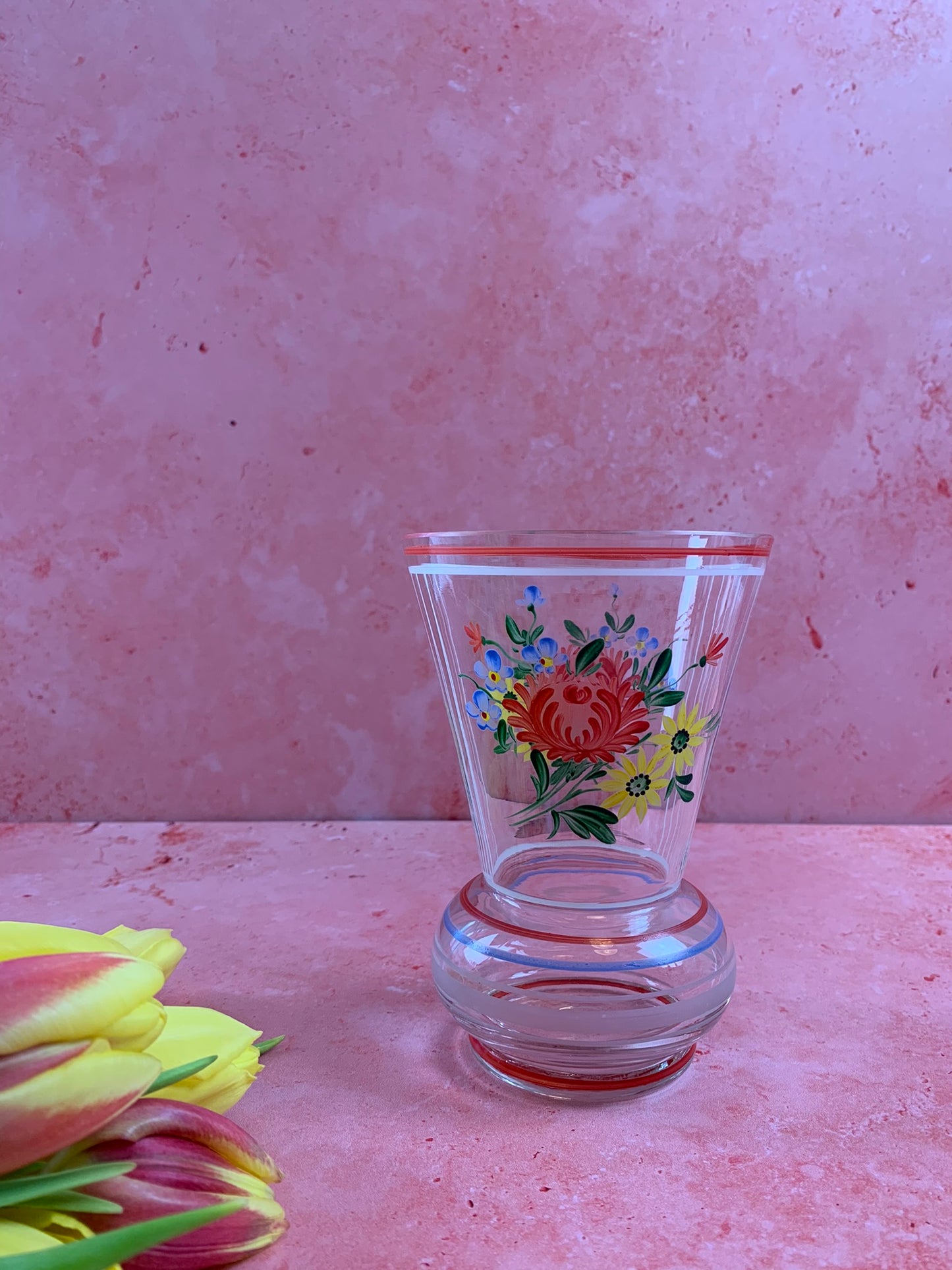 Hand Painted Vintage Glass Vase