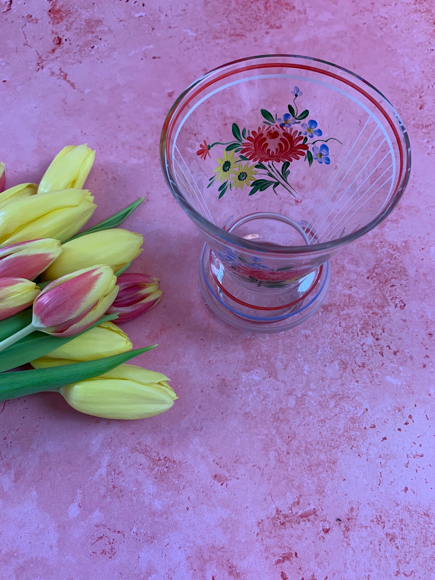 Hand Painted Vintage Glass Vase