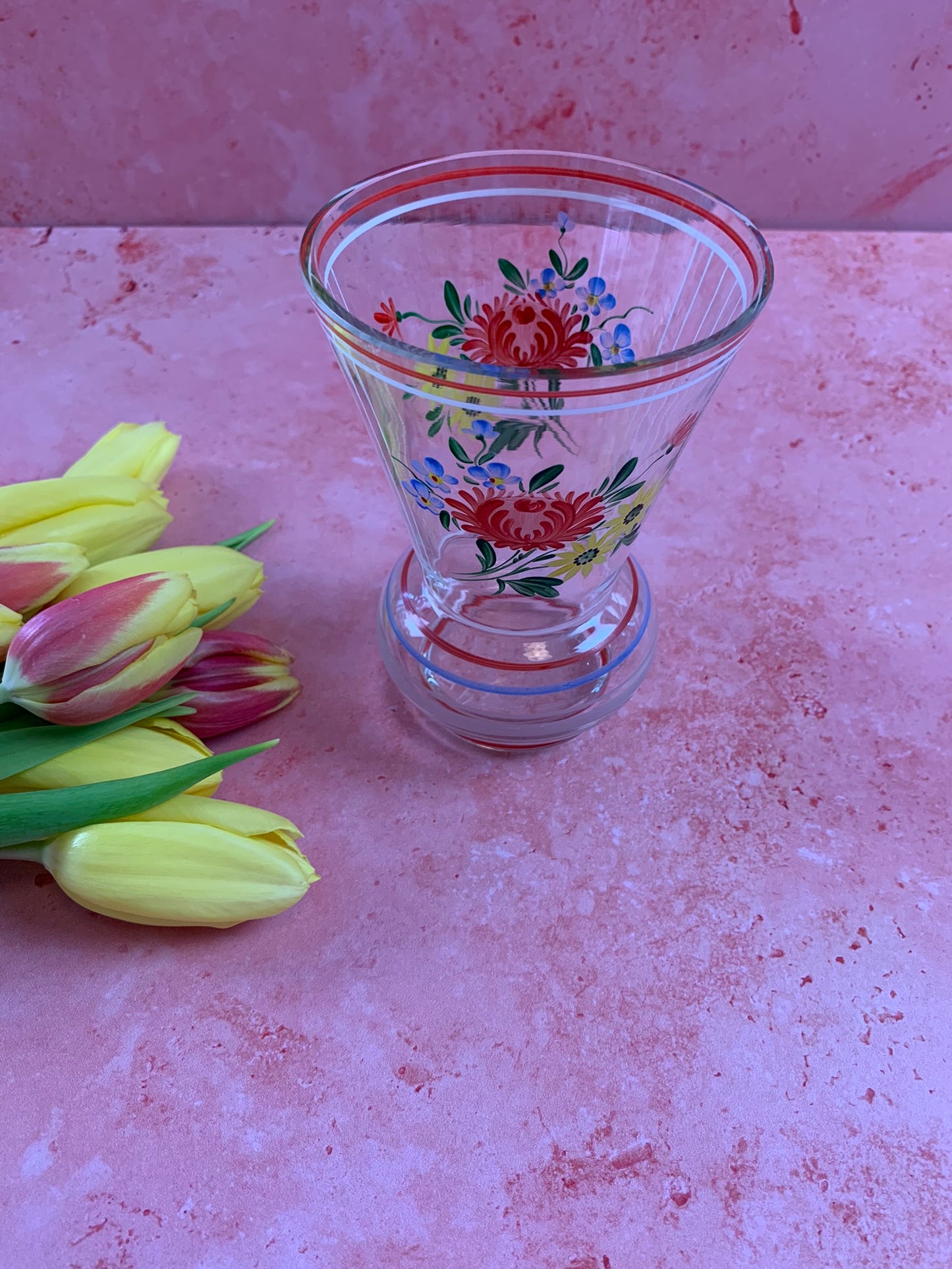 Hand Painted Vintage Glass Vase