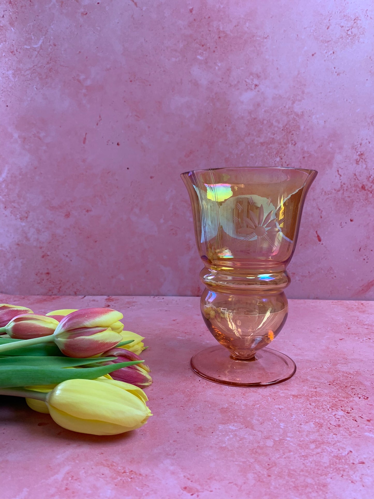 Vintage Amber Glass Vase