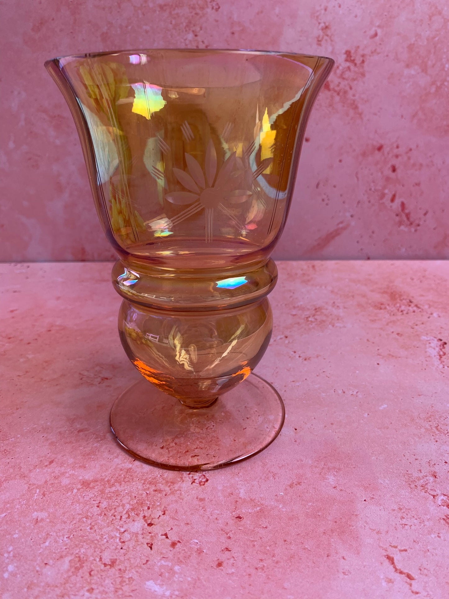 Vintage Amber Glass Vase