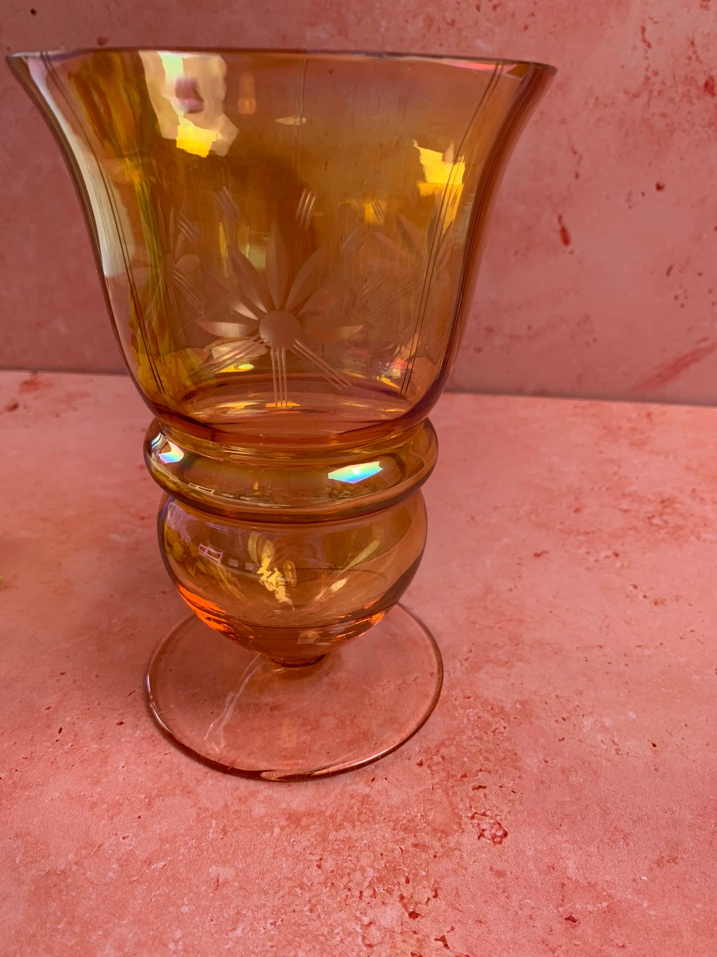 Vintage Amber Glass Vase