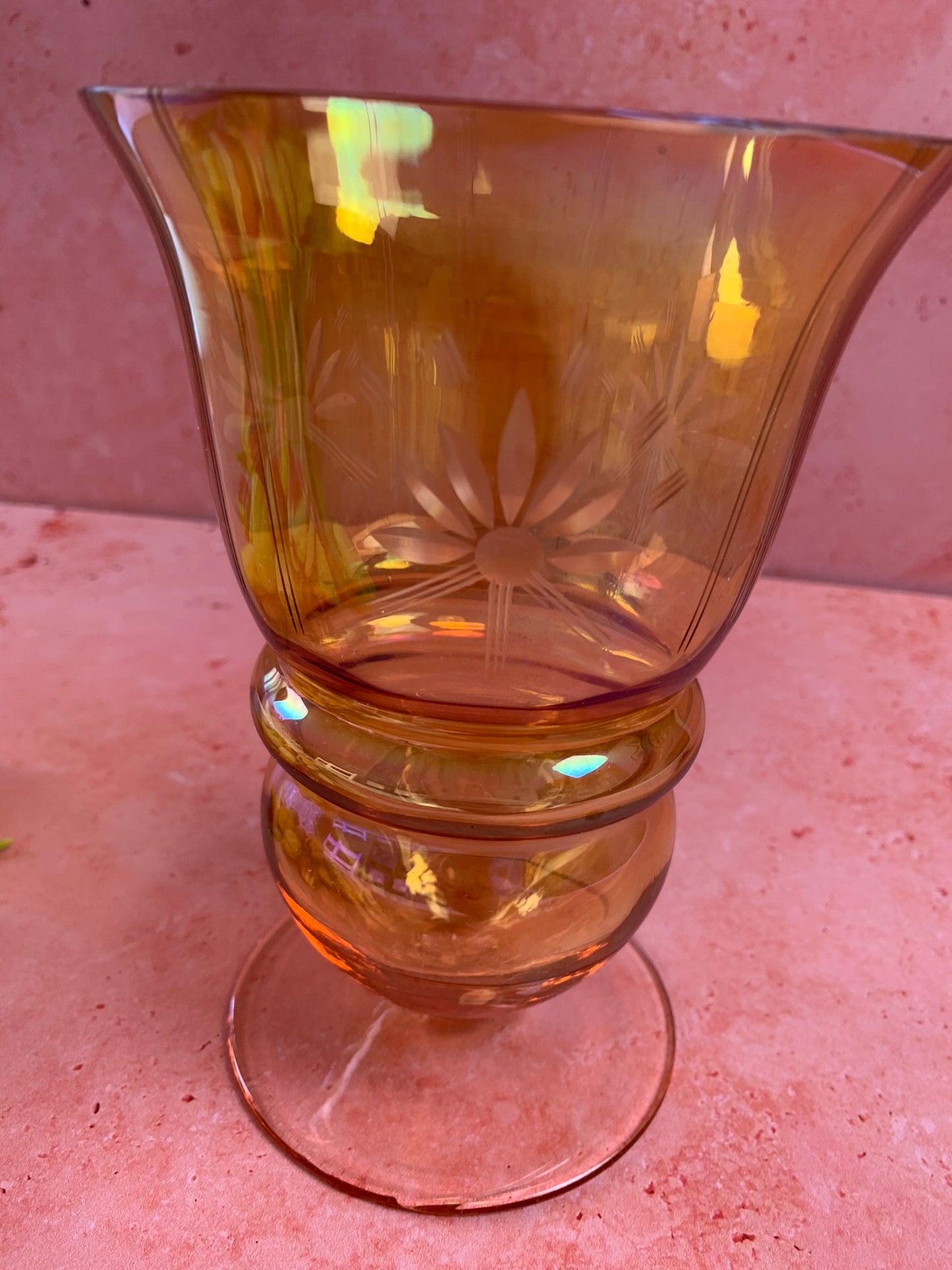 Vintage Amber Glass Vase