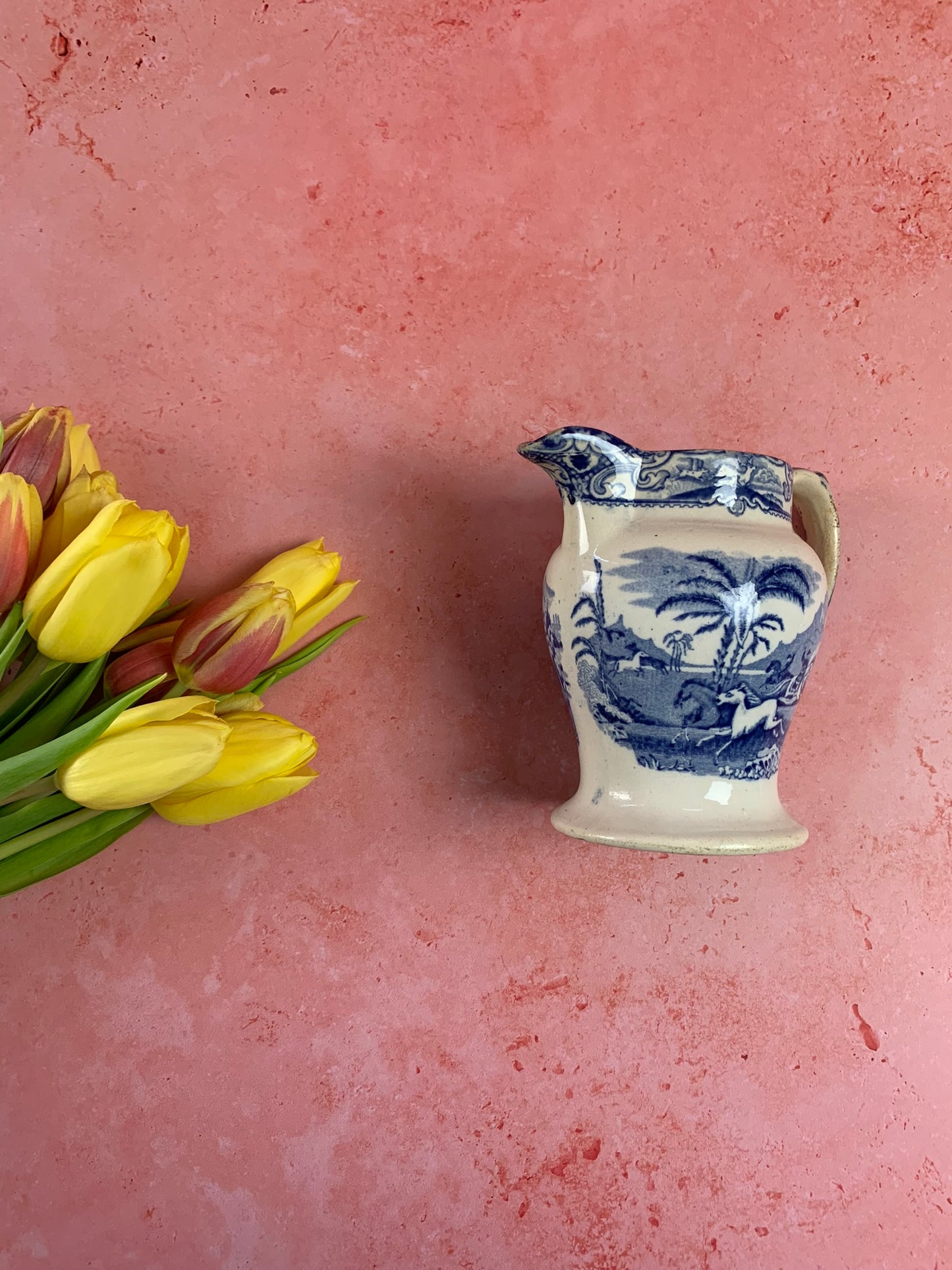 19th century Pottery Jug with horse hunting scene painting