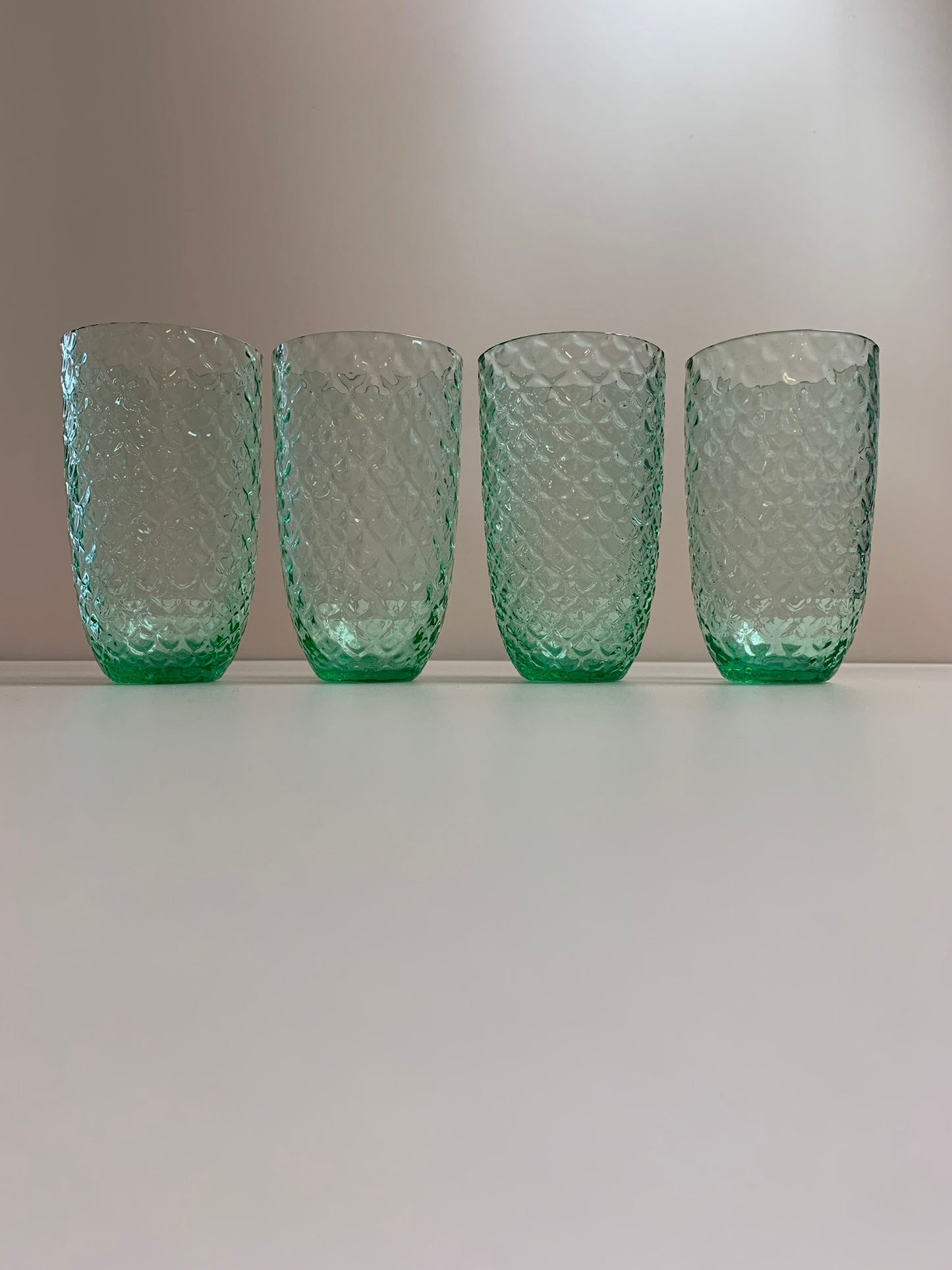 Four Vintage Style  Green Glasses