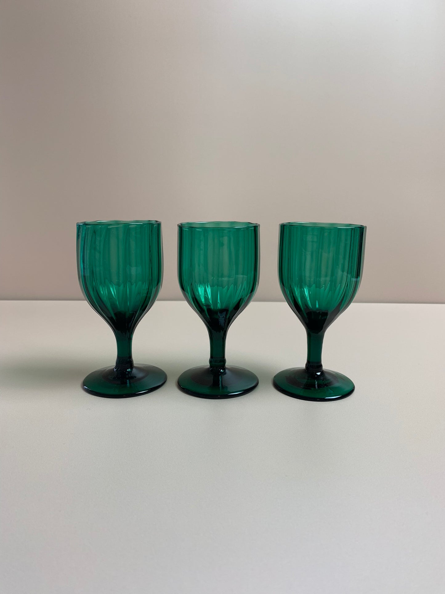 Trio of Georgian Green Wine Glasses