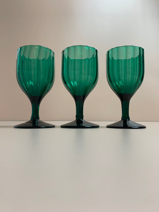 Trio of Georgian Green Wine Glasses