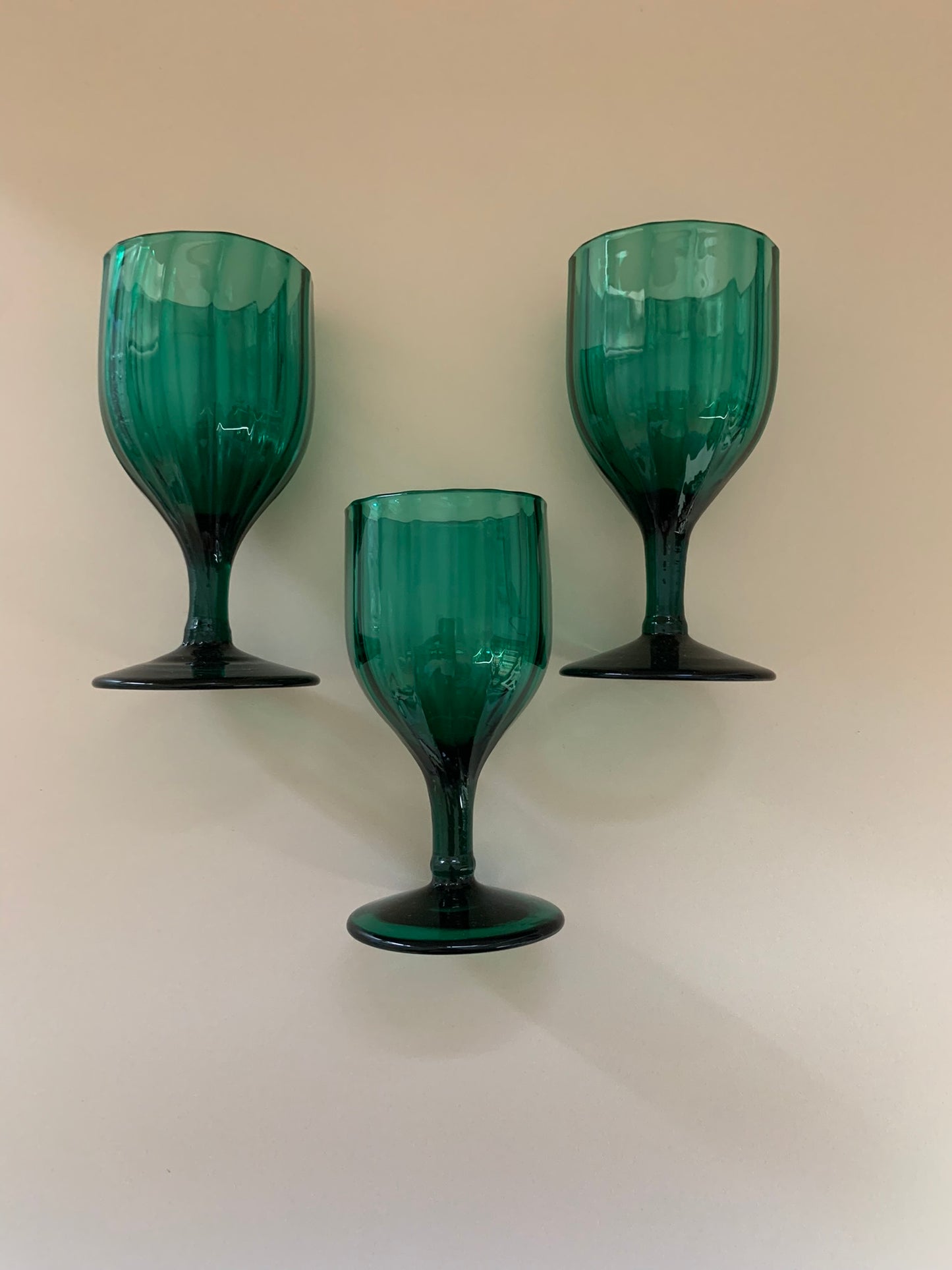 Trio of Georgian Green Wine Glasses